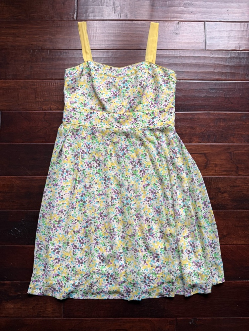 Monsoon Floral Fit & Flare Dress Yellow Straps Retro Summer Dress